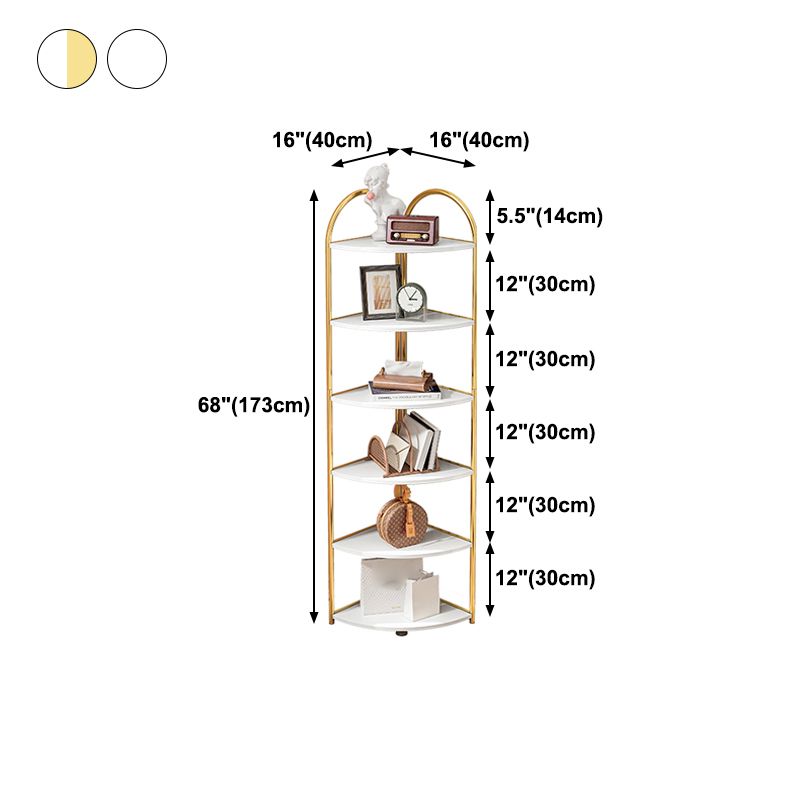 Scandinavian Open Corner Bookshelf with Iron Frame Manufactured Wood Bookcase Clearhalo 'Bookcases' 'furn' 'furn_bookcases' 'Furniture' 'furniture_bookcases' 'Office Furniture' 1200x1200_5a801612-533a-4e0c-a25a-9e57bc80234d