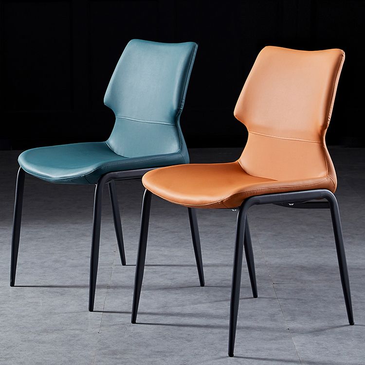 Contemporary Style Leather Dining Chairs Kitchen Armless Chairs with Metal Legs Clearhalo ' kitchen&dining_furn' 'Dining Chairs' 'Dining Tables & Seating' 'dining_chair' 'furn' 'furn_dining_chair' 'Furniture' 'furniture_dining_chair' 'Kitchen & Dining Furniture' 'kitchen' 1200x1200_5a8024bc-e320-427e-8fb9-a964463767a0