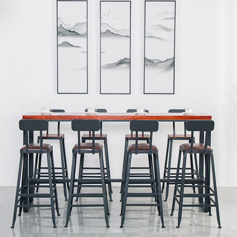 Solid Wood Bar Table Industrial Brown Dining Table for Kitchen Use Clearhalo 'Bar Furniture' 'Bar Tables' 'bar_tables' 'furn' 'furn_bar_tables' 'Furniture' 'Kitchen & Dining Furniture' 1200x1200_5a805db1-b009-436e-a294-029f7baf49ca
