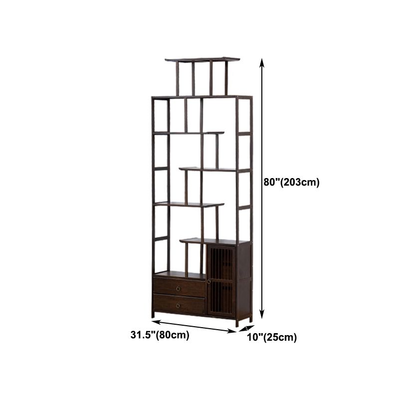 Espresso Shelf Bookcase with Doors Open Back Bookshelf for Office