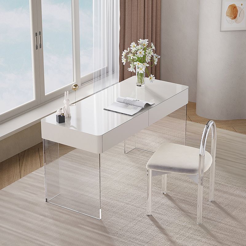 Contemporary Engineered Wood Writing Desk Acrylic Desk with 2 Drawers Clearhalo 'furn' 'furn_office_desk' 'Furniture' 'Office Desks' 'Office Furniture' 'office_desk' 1200x1200_5a81f168-4fd2-433c-9e27-f80208e4041a