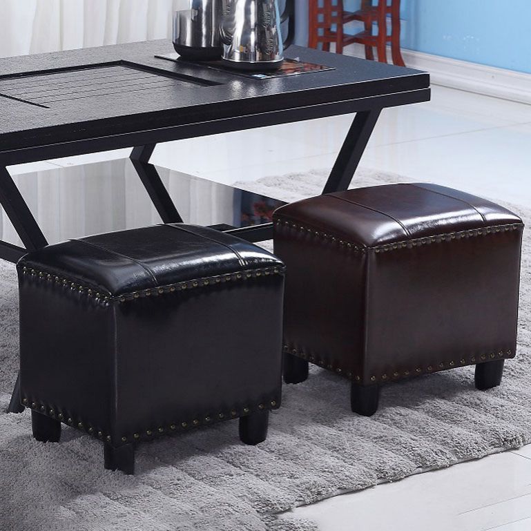 Modern Leather Standard Rectangle Nail Decoration Indoor Standard Clearhalo 'furn' 'furn_ottomans_poufs' 'Furniture' 'Living Room Furniture' 'Ottomans & Poufs' 'ottomans_poufs' 1200x1200_5a8276d4-2685-4387-8350-b0b2f9083042