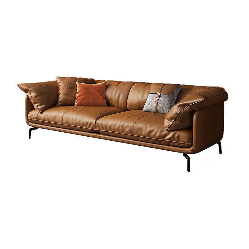 Brown Leather/Faux Leather Sectional Pillow Top Arm for Living Room Clearhalo 'furn' 'furn_sectionals' 'Furniture' 'furniture_sectionals' 'kitchen' 'kitchen_sectionals' 'Living Room Furniture' 'Sectionals' 1200x1200_5a86a323-21e6-44b0-9fe2-1a0ab4c85893