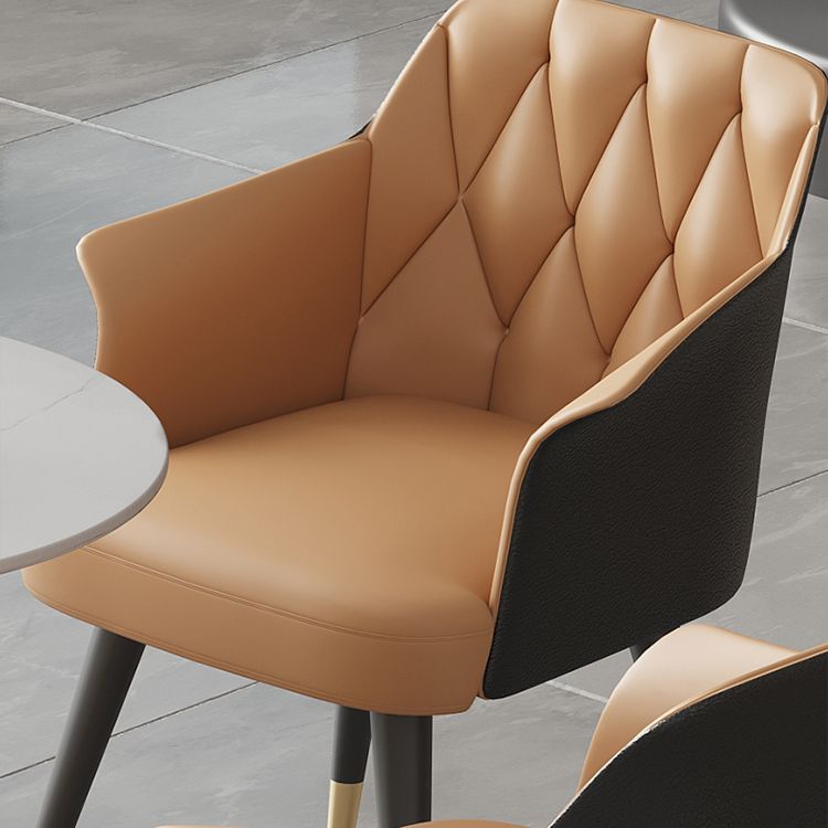 Glam Metal Arm Dining Chair Faux Leather Side Chair for Restaurant Use Clearhalo ' kitchen&dining_furn' 'Dining Chairs' 'Dining Tables & Seating' 'dining_chair' 'furn' 'furn_dining_chair' 'Furniture' 'furniture_dining_chair' 'Kitchen & Dining Furniture' 'kitchen' 1200x1200_5a870cc0-46a3-483c-99fc-a02190a46904