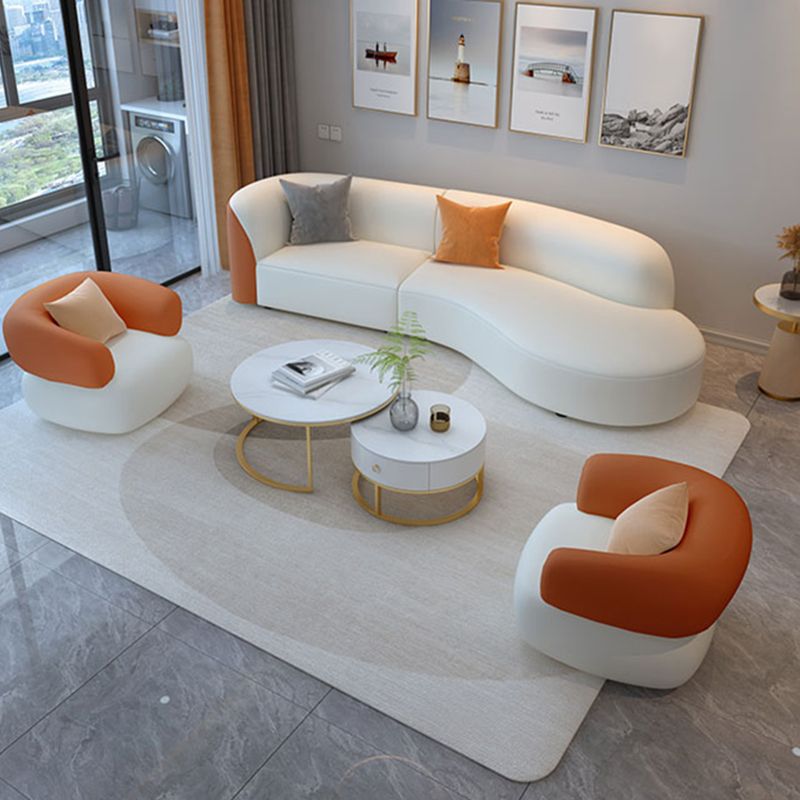 White Durable Sectional Sofas Cushion Solid Wood Sofa for Living Room Clearhalo 'furn' 'furn_sectionals' 'Furniture' 'Living Room Furniture' 'Sectionals' 1200x1200_5a872882-a0a3-4e3b-8b2a-0111ccfd7995