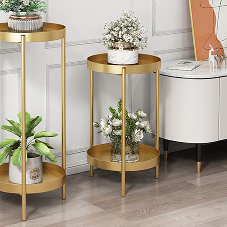 Mid-Century Metal X-base Side End Table Round Tray Top Side Table