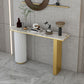14 inch Wide Glam Console Table Oval Stone Stain Resistant Accent Table for Hall