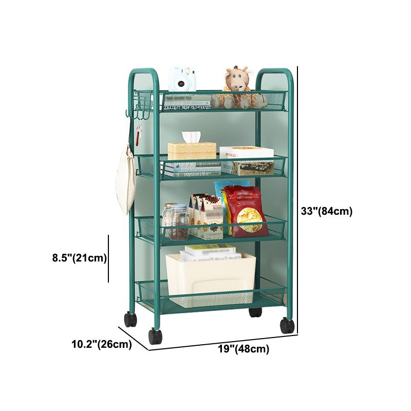 Metal Frame Open Etagere Bookshelf Contemporary Vertical Bookcase with Caster Wheels Clearhalo 'Bookcases' 'furn' 'furn_bookcases' 'Furniture' 'Office Furniture' 1200x1200_5a8ad75b-2569-4cae-96ac-c88c3c1fff09
