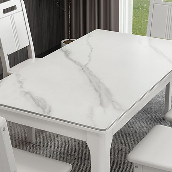 Rectangle Mid-Century Dining Table White Sintered Stone Fixed Table Clearhalo ' dining_table' 'Dining Tables & Seating' 'Dining Tables' 'furn' 'furn_dining_table' 'Furniture' 'furniture_dining_table' 'Kitchen & Dining Furniture' 'kitchen&dining_furn' 'kitchen' 'kitchen_dining_table' 1200x1200_5a8b4da2-8ad5-4995-bac5-781cc9044fa9