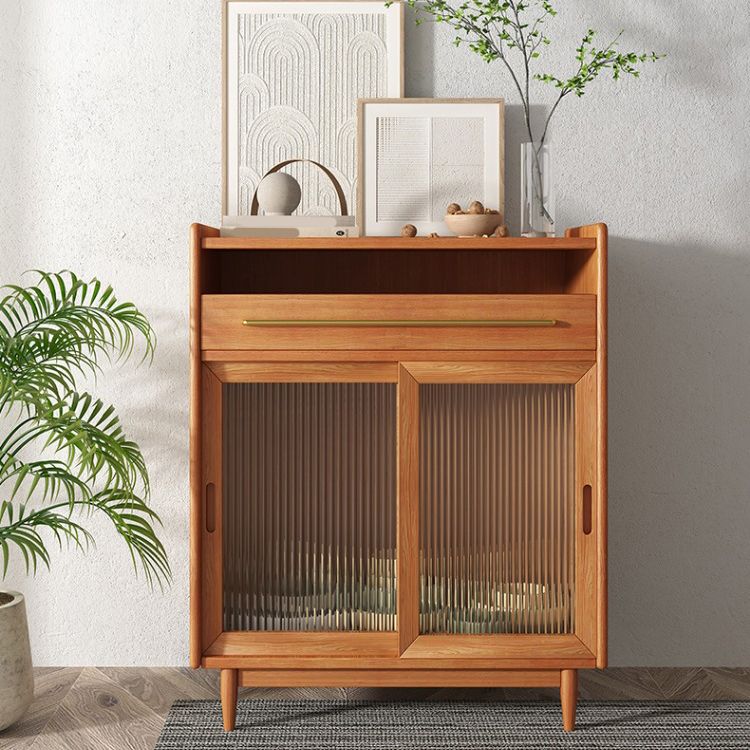 Server da pranzo in stile moderno pino in legno solido server del soggiorno con porte di vetro