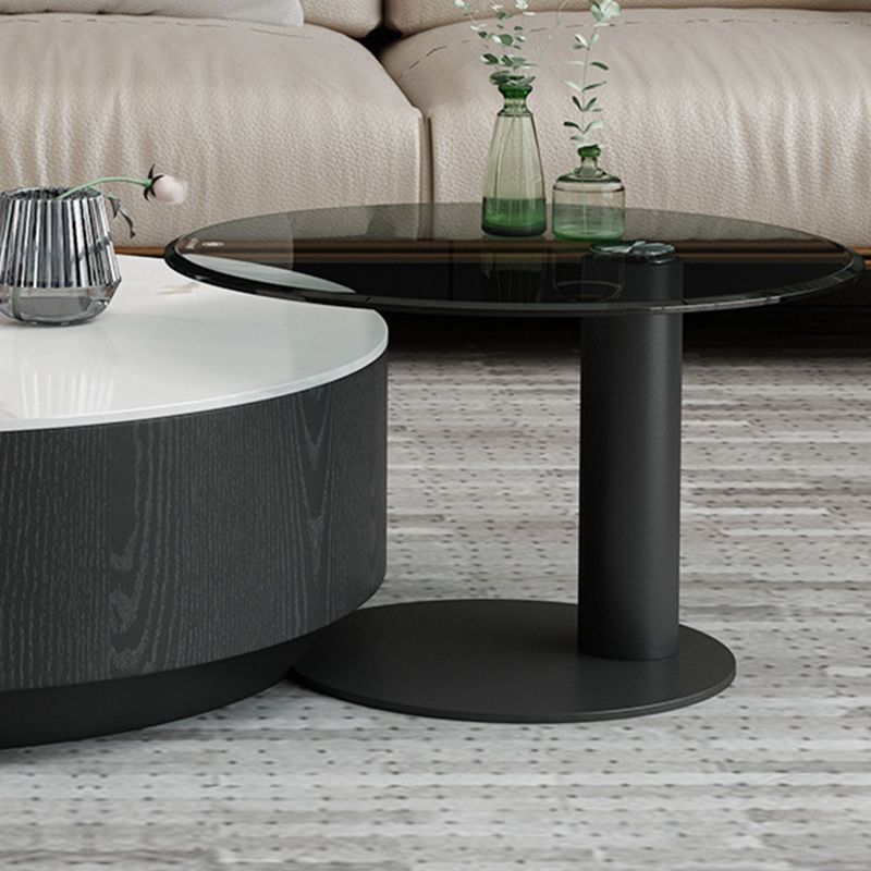 Round Stone Top Coffee Table Mid-Century Modern Cocktail Table Clearhalo 'Coffee & Accent Tables' 'Coffee Tables' 'coffee_tables' 'furn' 'furn_coffee_tables' 'Furniture' 'Living Room Furniture' 1200x1200_5a8f9b38-d8fd-47fc-b3c1-4c36e5b51359