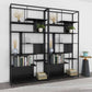 10" W Open Storage Bookcase Black / Gold / White Metal Bookshelf with Shelves