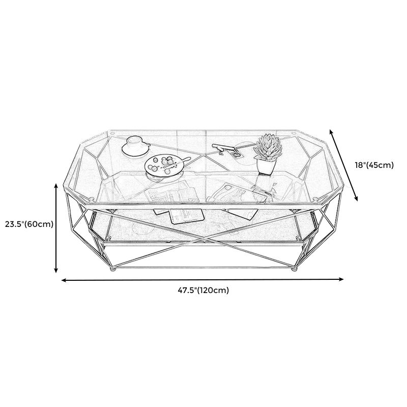 Contemporary Glass Cocktail Table Frame Coffee Table for Dining Room Clearhalo 'Coffee & Accent Tables' 'Coffee Tables' 'coffee_tables' 'furn' 'furn_coffee_tables' 'Furniture' 'furniture_coffee_tables' 'Living Room Furniture' 1200x1200_5a900a2a-d444-47de-91c4-b46c9ea1ec3d
