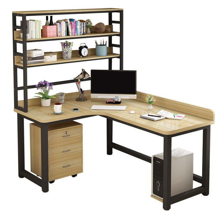 Corner Manufactured Wood Writing Desk Modern H-Shape Base Desk with Shelf Clearhalo 'furn' 'furn_office_desk' 'Furniture' 'furniture_office_desk' 'Office Desks' 'Office Furniture' 'office_desk' 1200x1200_5a9156d3-9fd3-4928-b641-0f7738c1845d