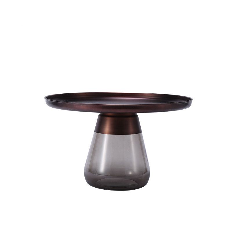 Mid-century Modern Style Round Metal Table with Glass Monopod Base Coffee Table Clearhalo 'Coffee & Accent Tables' 'Coffee Tables' 'coffee_tables' 'furn' 'furn_coffee_tables' 'Furniture' 'Living Room Furniture' 1200x1200_5a929e83-c7eb-4f7a-b7d1-6967f14b0592