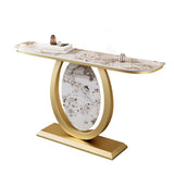 Tavolo accento in pietra glam tavolo divano console mezza luna per sala