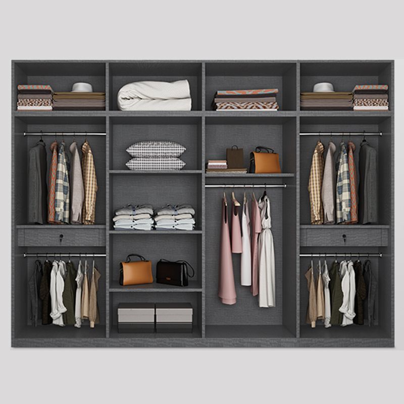 Contemporary Grey Storage Cabinet with Garment Rod Hinged Door Cabinet for Bedroom Clearhalo 'Armoires & Wardrobes' 'armoires_wardrobes' 'Bedroom Furniture' 'furn' 'furn_armoires_wardrobes' 'Furniture' 1200x1200_5a93c51d-96c1-4c78-93b8-b5203350c599