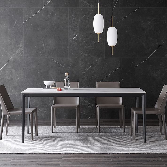 Simple Kitchen Rectangle Shape Dining Table Sintered Stone Top Dining Table with 4 Legs Base Clearhalo ' dining_table' 'Dining Tables & Seating' 'Dining Tables' 'furn' 'furn_dining_table' 'Furniture' 'furniture_dining_table' 'Kitchen & Dining Furniture' 'kitchen&dining_furn' 'kitchen' 'kitchen_dining_table' 1200x1200_5a9450f4-cd94-40c9-bfc0-d4ec0f1bf763
