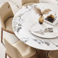 Modern Rotatable Round Table Set 1/4/5/7 Pieces Sintered Stone Top Wooden Round Table Set