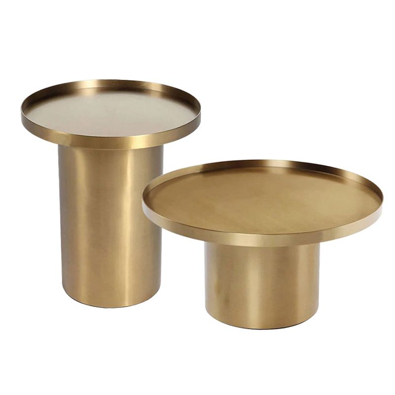 Mesa de café de selección de color de color de metal base de pedestal de estilo moderno de mediados de siglo