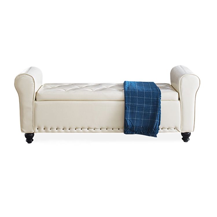 15.7" W Mid-Century Modern Nailheads Bench Manufactured Wood Bench Clearhalo 'Benches' 'Chairs & Seating' 'furn' 'furn_benches' 'Furniture' 'Living Room Furniture' 1200x1200_5a988437-5926-4ae3-aa78-e12ddc717f4f