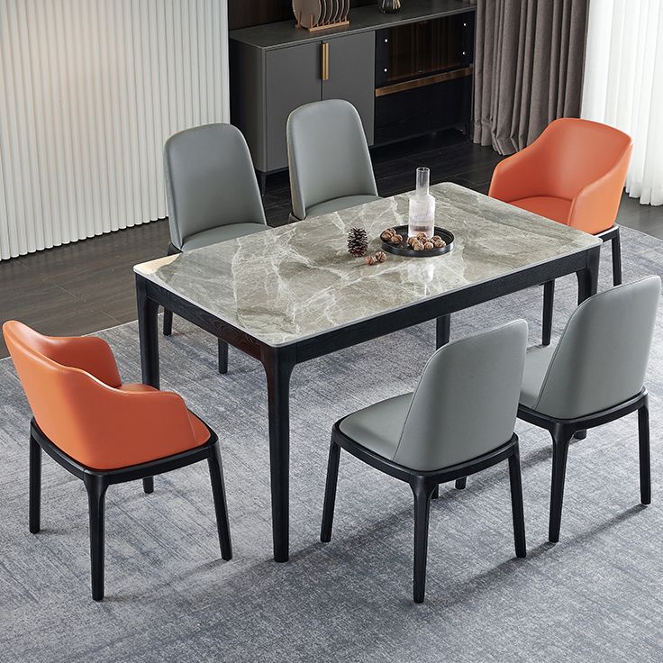 Rectangle Mid-Century Modern Dining Table Two-Color Fixed Table with Sintered Stone Clearhalo ' dining_table' 'Dining Tables & Seating' 'Dining Tables' 'furn' 'furn_dining_table' 'Furniture' 'furniture_dining_table' 'Kitchen & Dining Furniture' 'kitchen&dining_furn' 'kitchen' 'kitchen_dining_table' 1200x1200_5a9c2a4b-b517-41aa-9614-63776fca8ad6