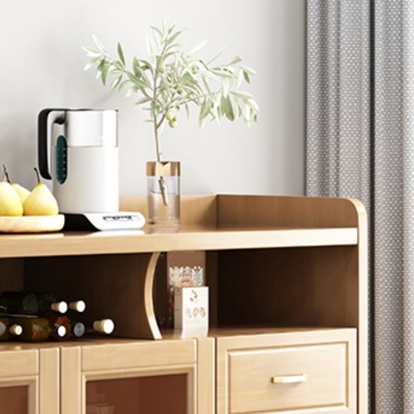 Modern Accent Cabinet with 3 Drawers and Bar Pulls Glass Doors