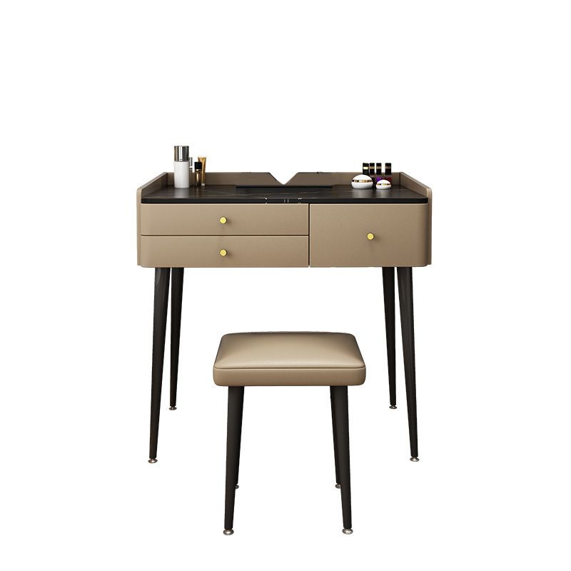 3 Drawers Make-up Vanity with Stool Stone Top Modern Dressing Table