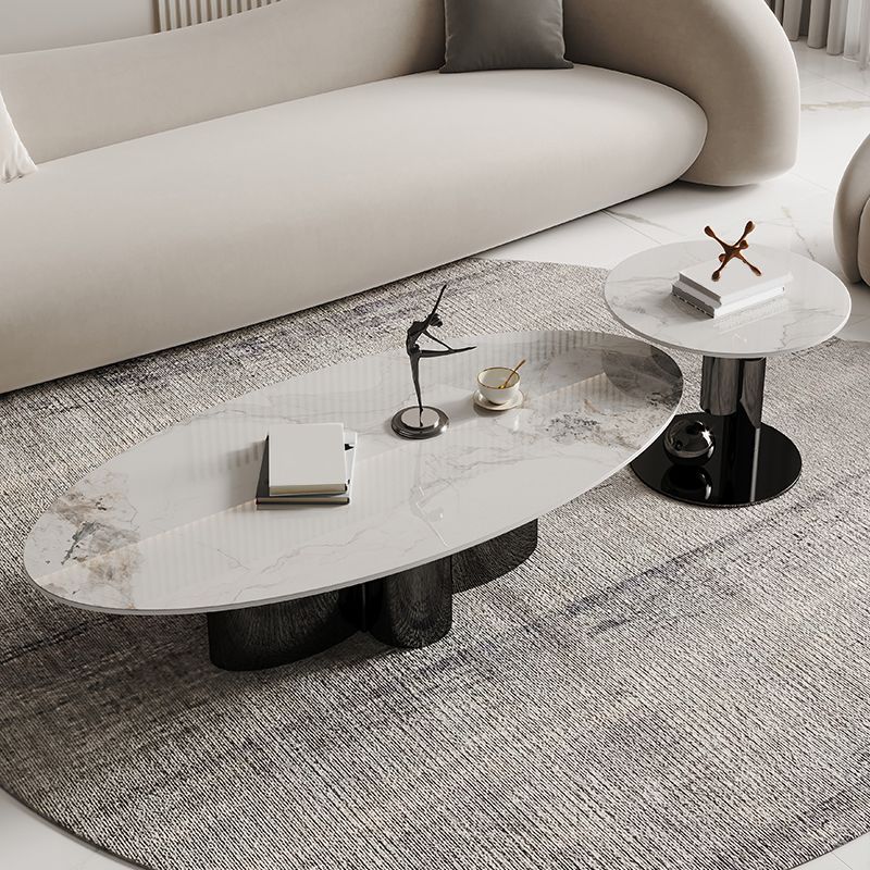 Abstract Cocktail Table Glam Oval Slate Top Coffee or End Table Clearhalo 'Coffee & Accent Tables' 'Coffee Tables' 'coffee_tables' 'furn' 'furn_coffee_tables' 'Furniture' 'Living Room Furniture' 1200x1200_5aa3e43c-3b04-42f3-b9e0-8f46d7837ab3