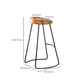 Solid Wood Bar Stools Modern Backless Dining Stools with Metal Base