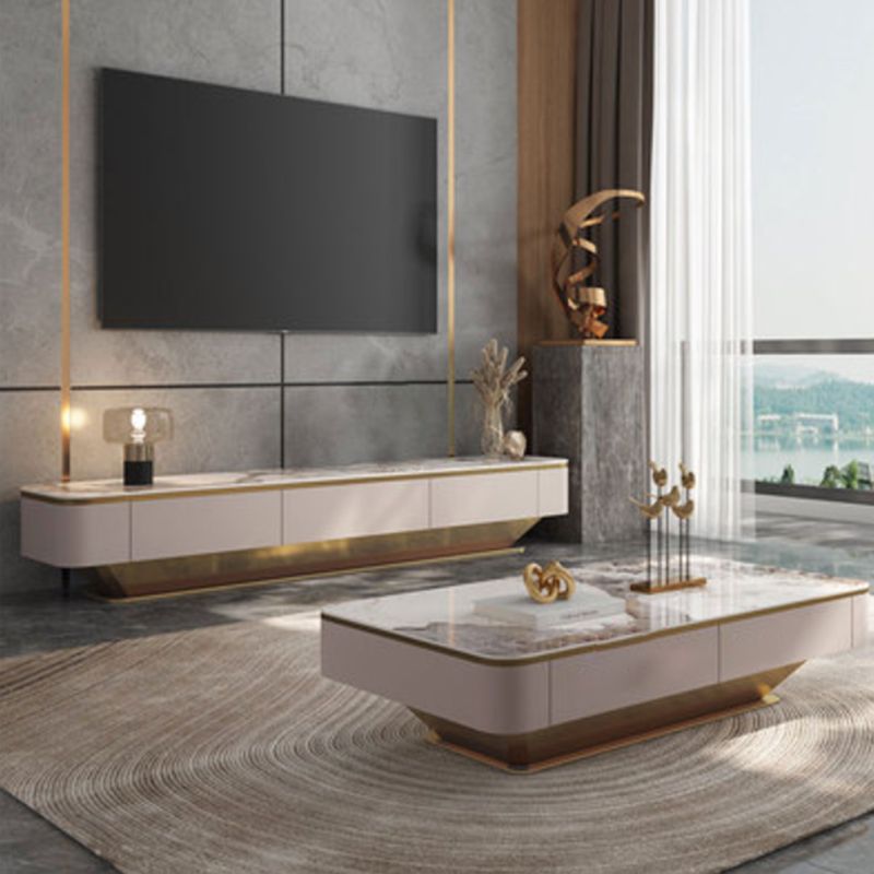 Glam TV Console Stone Media Console TV Stand Enclosed Storage Console with Drawers Clearhalo 'furn' 'furn_tv_stands_entertainment_centers' 'Furniture' 'Living Room Furniture' 'TV Stands & Entertainment Centers' 'TV Stands & Media Storage Furniture' 'tv_stands_entertainment_centers' 1200x1200_5aa6cad6-bb55-426a-bbba-6a79541a39c8