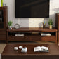 Meuble TV moderne en bois, Console de rangement ouverte, support multimédia TV avec tiroirs pour salon