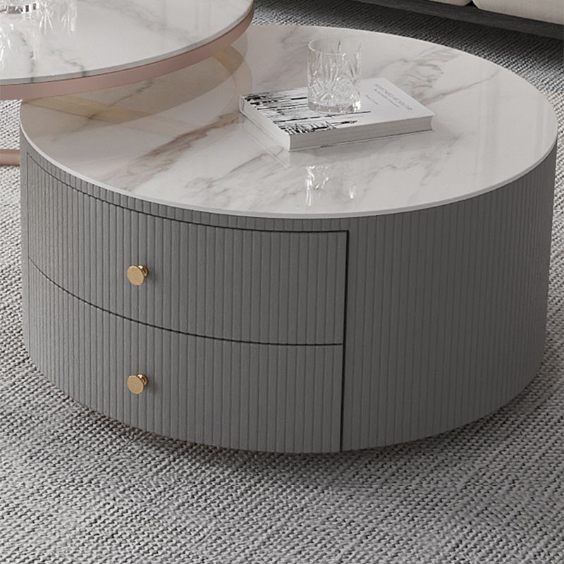 Modern Cocktail Table Round Glass / Slate Coffee Table with Storage Clearhalo 'Coffee & Accent Tables' 'Coffee Tables' 'coffee_tables' 'furn' 'furn_coffee_tables' 'Furniture' 'Living Room Furniture' 1200x1200_5aa9e663-c5ec-481e-a183-30003aa5e6cd