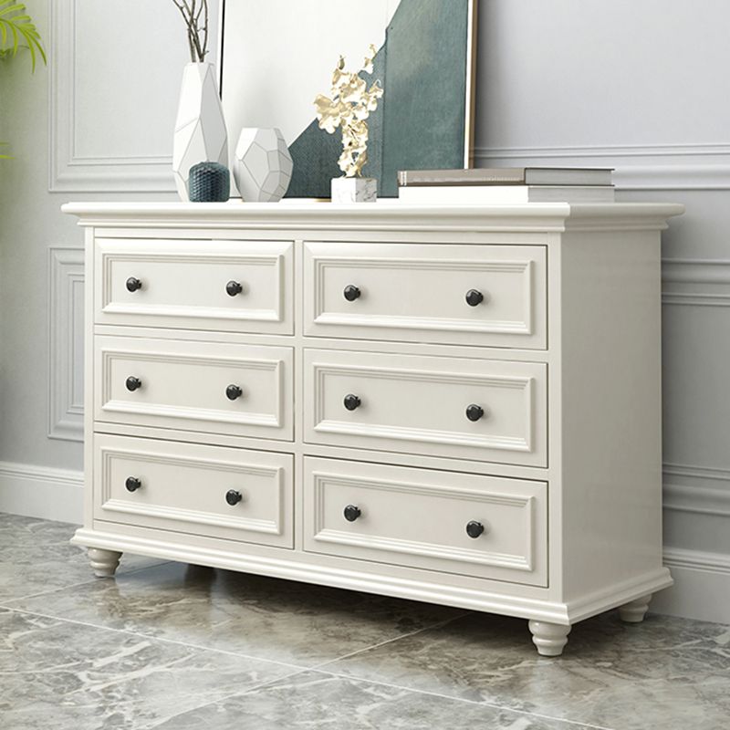 Glam White Wooden Horizontal Storage Chest with Drawers for Home
