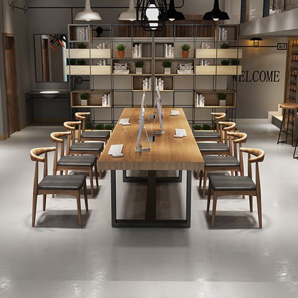 Rectangle Industrial Dining Table Solid Wood Top Dining Table with Metal Base Clearhalo ' dining_table' 'Dining Tables & Seating' 'Dining Tables' 'furn' 'furn_dining_table' 'Furniture' 'furniture_dining_table' 'Kitchen & Dining Furniture' 'kitchen&dining_furn' 'kitchen' 'kitchen_dining_table' 1200x1200_5aabe281-c2d1-46f4-bb91-3a050a38d349