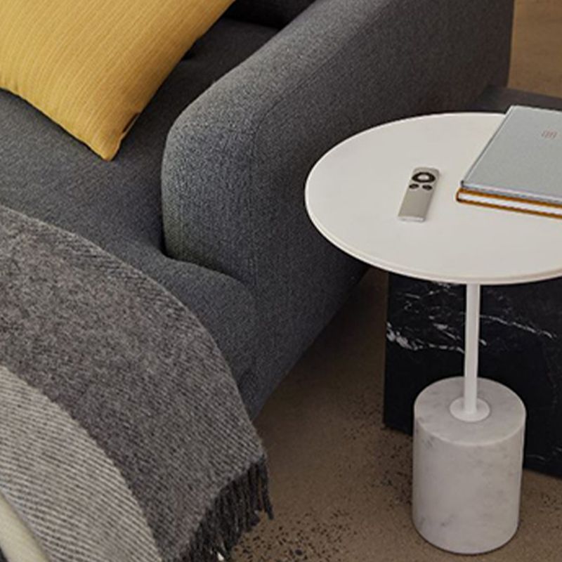 Mesa de portaobjetos de extremo de pedestal de mármol moderno mesa redonda blanca