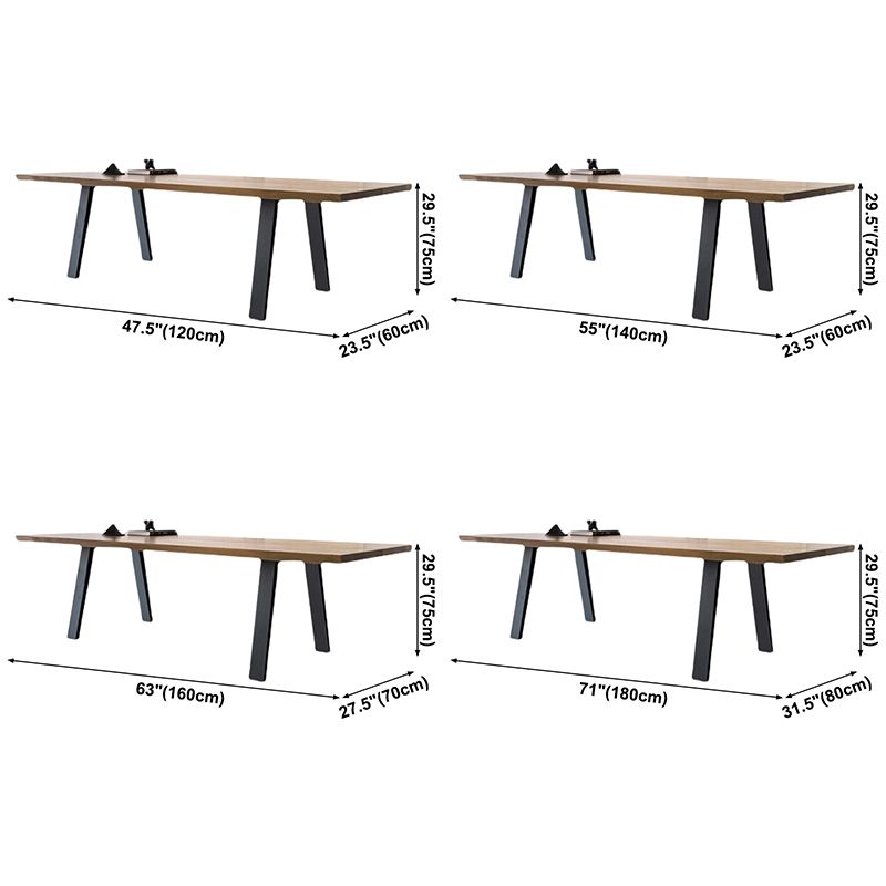 Industrial Brown Rectangle Dining Table Solid Wood Standard Dining Table with 4 Legs Base Clearhalo ' dining_table' 'Dining Tables & Seating' 'Dining Tables' 'furn' 'furn_dining_table' 'Furniture' 'furniture_dining_table' 'Kitchen & Dining Furniture' 'kitchen&dining_furn' 'kitchen' 'kitchen_dining_table' 1200x1200_5aae01b5-719e-4b98-b27b-f81560856a4f