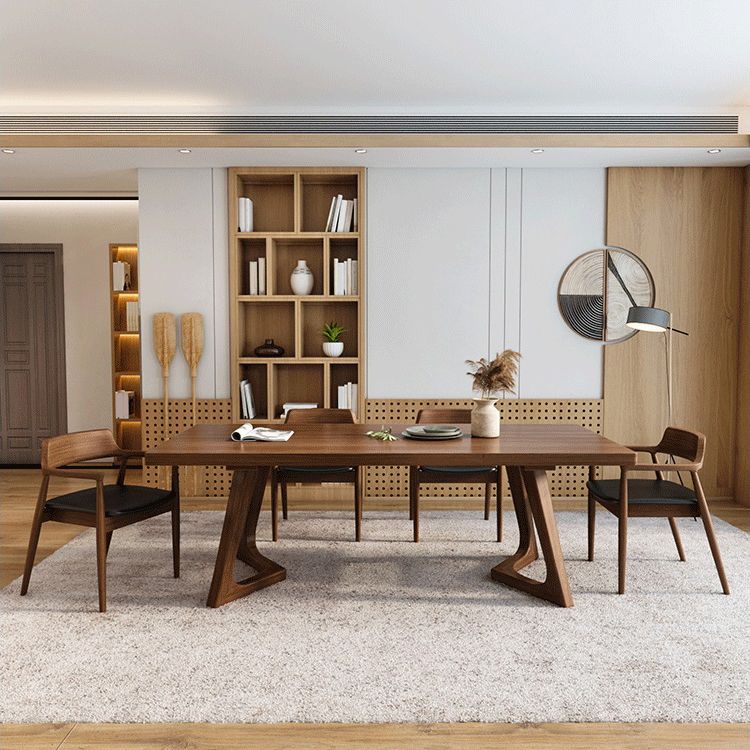 Solid Wood Dining Table Pine Wood Rectangle Table with Double Pedestal Base Clearhalo ' dining_table' 'Dining Tables & Seating' 'Dining Tables' 'furn' 'furn_dining_table' 'Furniture' 'furniture_dining_table' 'Kitchen & Dining Furniture' 'kitchen&dining_furn' 'kitchen' 'kitchen_dining_table' 1200x1200_5aae9f88-a74e-49ac-bf03-586e263fe411