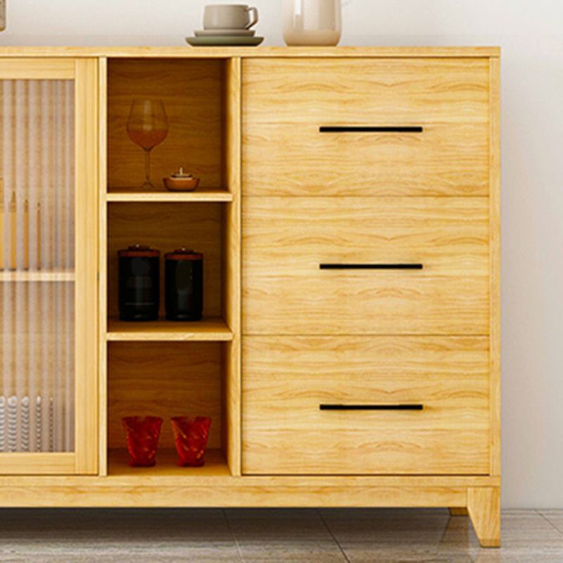 Modern Credenza Engineered Wood Sideboard Table with Sliding Glass Door Clearhalo 'buffet_sideboard' 'Buffets & Sideboards' 'furn' 'furn_buffet_sideboard' 'Furniture' 'Kitchen & Dining Furniture' 1200x1200_5ab06e80-b65d-4b89-bcf7-f42cd6b7ed36