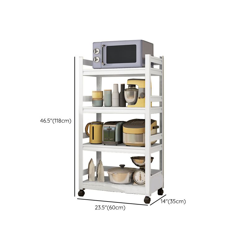 Mesa moderna de la isla de cocina de metal mesa de preparación de almacenamiento abierta en blanco