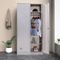 Silver Hinged Door Storage Cabinet Contemporary Stainless Steel Indoor Cabinet