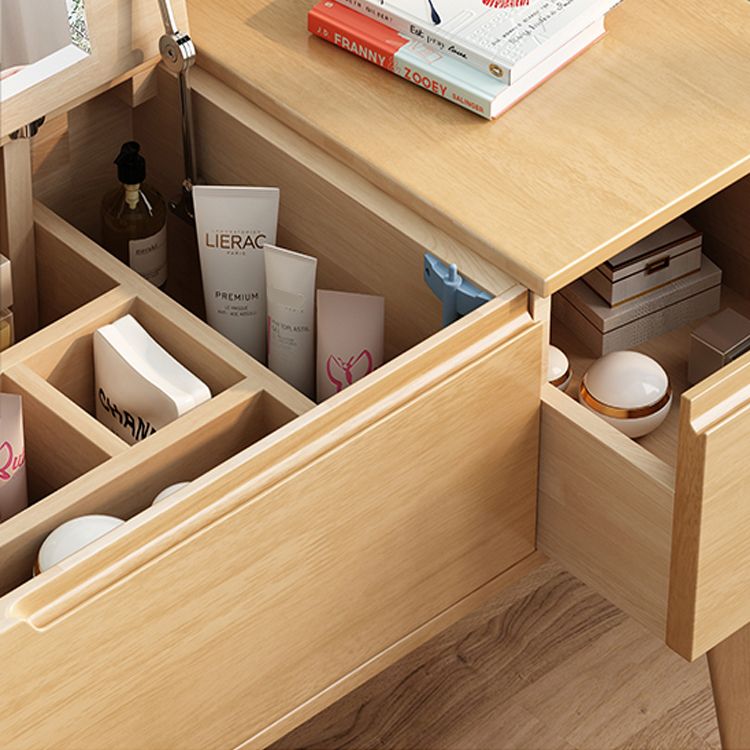 Trucco in legno in legno vanità camera da letto tostata con specchio