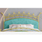 Glam Style Standard Bed with Upholstered Headboard in Iron Bed