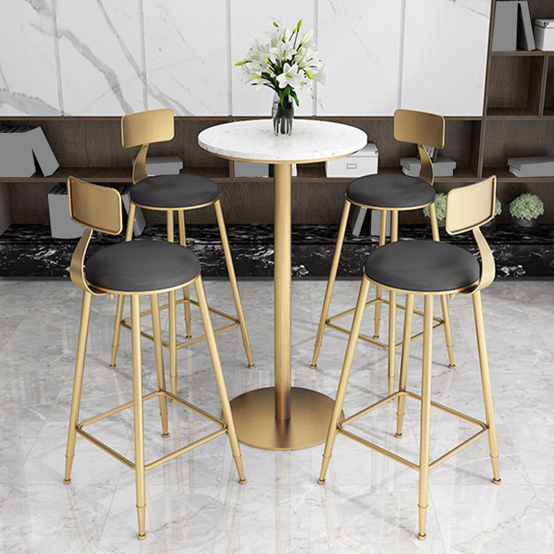 Contemporary Dining Stools Glam Metal Bar Stools with Footrest