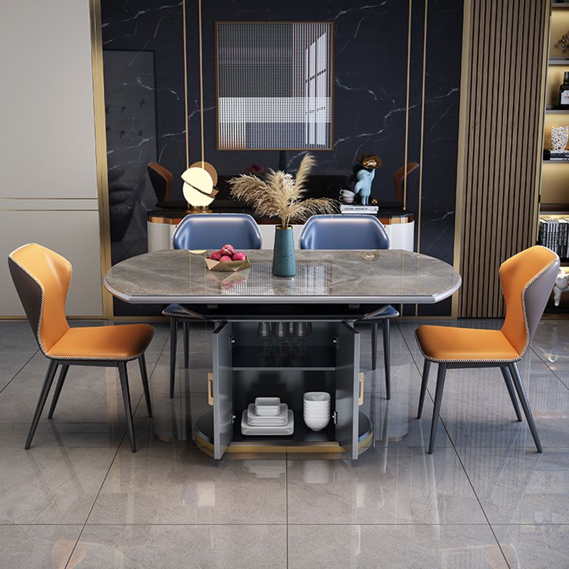 Glam Sintered Stone Extendable Table Round Shape Standard Dining Table for Kitchen Clearhalo ' dining_table' 'Dining Tables & Seating' 'Dining Tables' 'furn' 'furn_dining_table' 'Furniture' 'furniture_dining_table' 'Kitchen & Dining Furniture' 'kitchen&dining_furn' 'kitchen' 'kitchen_dining_table' 1200x1200_5abd14f0-6c76-4fe2-b275-19c486641d1d
