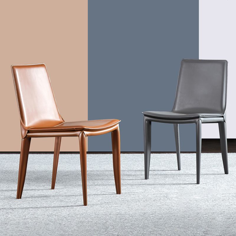 Contemporary Design Leather Chair Set Solid Back Side Dining Chairs (Set of 2) Clearhalo ' kitchen&dining_furn' 'Dining Chairs' 'Dining Tables & Seating' 'dining_chair' 'furn' 'furn_dining_chair' 'Furniture' 'furniture_dining_chair' 'Kitchen & Dining Furniture' 'kitchen' 1200x1200_5abd7a61-3c5d-4ab1-b416-227b0984a63c