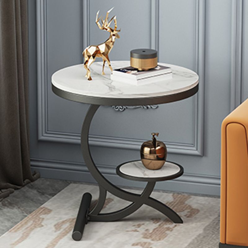 Mesa de esquina blanca de mesa de doble nivel moderna para sala de estar para sala de estar