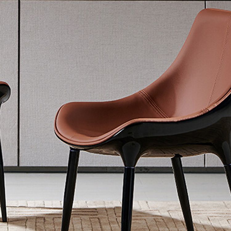 Glam Curved Dining Chair Faux Leather Dining Chairs with Black Legs Clearhalo 'Dining Chairs' 'Dining Tables & Seating' 'dining_chair' 'furn' 'furn_dining_chair' 'Furniture' 'Kitchen & Dining Furniture' 1200x1200_5abe97c3-7e14-4b0e-851e-90d753b77607