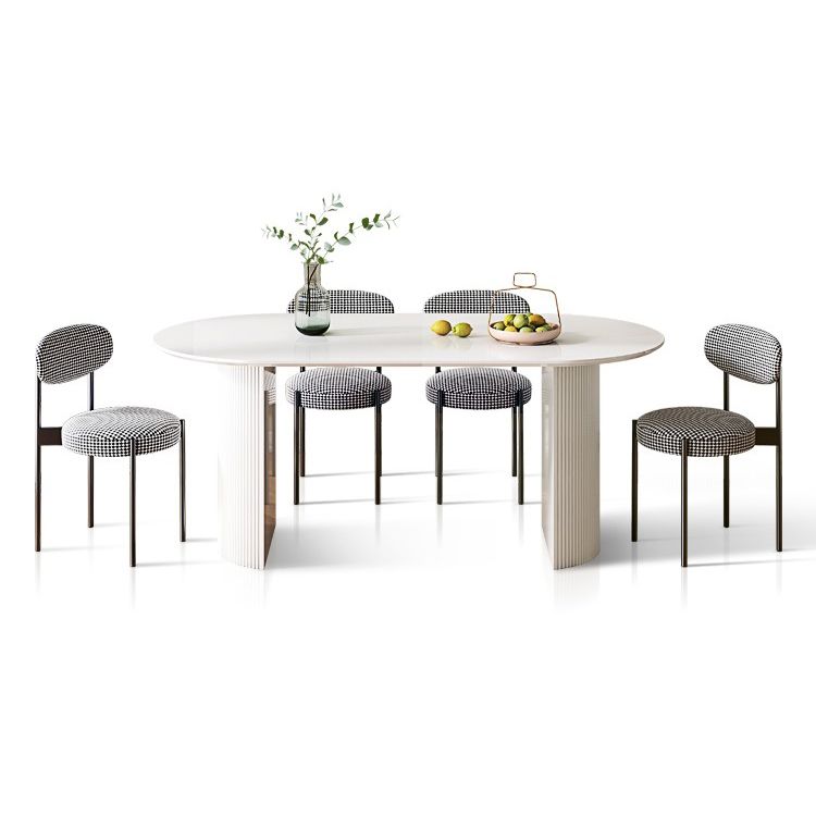 Contemporary White Standard Dining Table Kitchen Dining Table with Double Pedestal Bases Clearhalo ' dining_table' 'Dining Tables & Seating' 'Dining Tables' 'furn' 'furn_dining_table' 'Furniture' 'furniture_dining_table' 'Kitchen & Dining Furniture' 'kitchen&dining_furn' 'kitchen' 'kitchen_dining_table' 1200x1200_5abef6e3-22a6-4045-b9c6-21cc1d6222fd