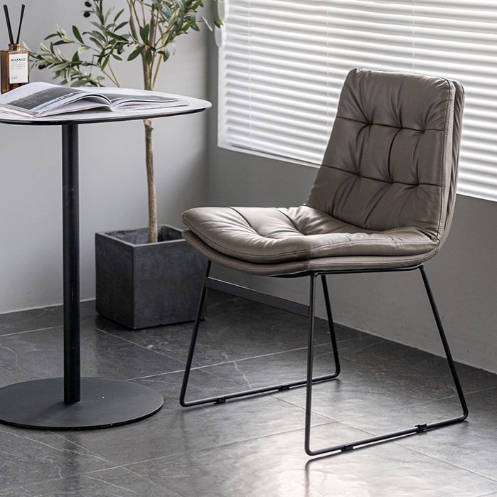 Nordic Upholstered Armless Dining Chairs Metal Legs Solid Back Chair for Home Use Clearhalo ' kitchen&dining_furn' 'Dining Chairs' 'Dining Tables & Seating' 'dining_chair' 'furn' 'furn_dining_chair' 'Furniture' 'furniture_dining_chair' 'Kitchen & Dining Furniture' 'kitchen' 1200x1200_5abf1151-e29b-432c-8323-b7fb00134ace